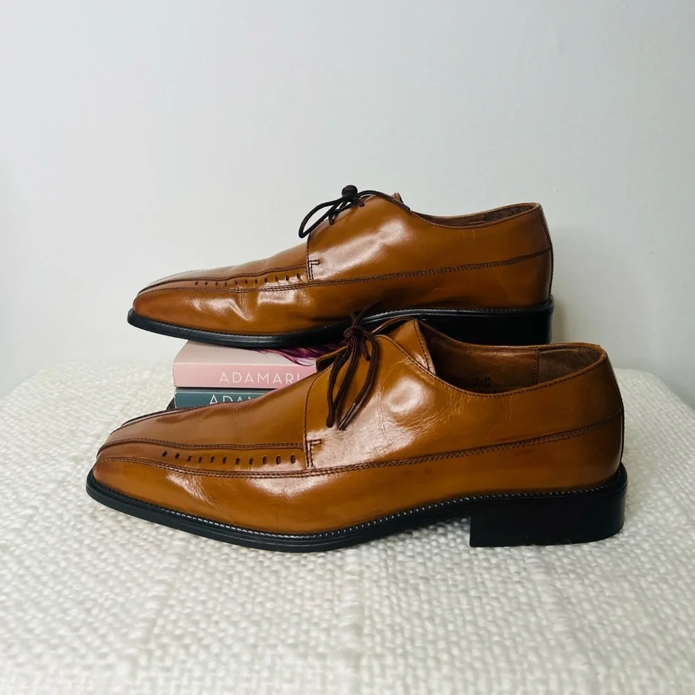 Fratelli Footware Mens Leather Khaki Square Dress Shoes Size 10